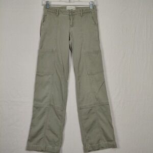 Abercrombie Kids Girls Sz 11/12 Long Wide Leg Cargo Pants Green Adjustable Waist